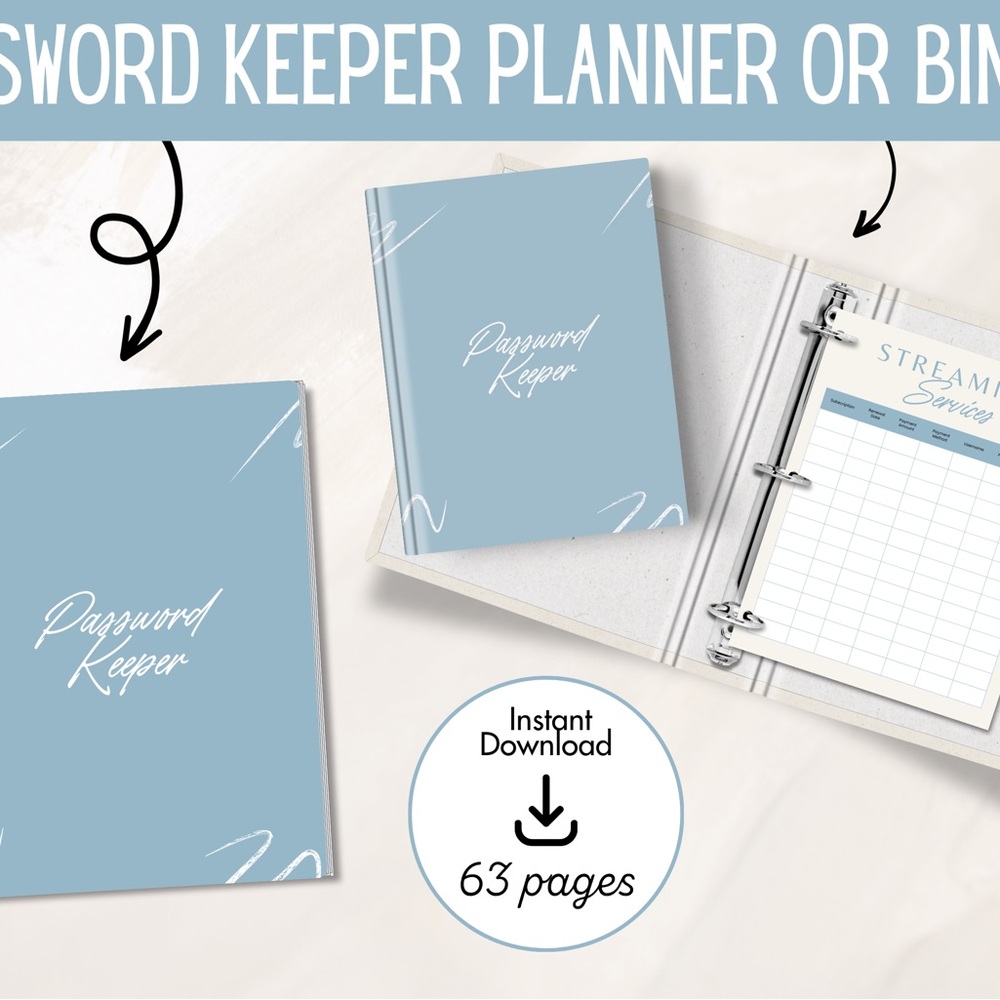 Blue Password Keeper Planner